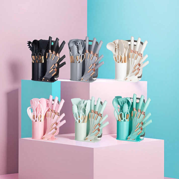 stainless steel silicone kitchenware and cutting tools set for home use stainless steel silicone kitchenware and cutting tools set for home use