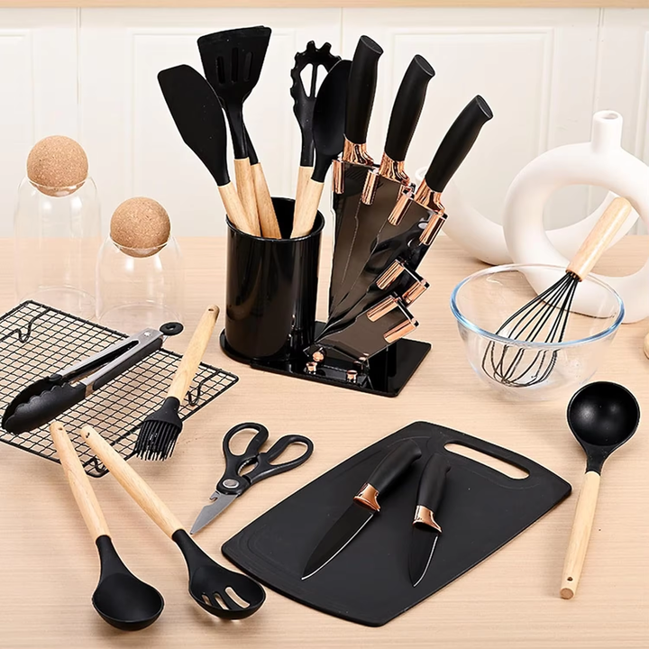 stainless steel silicone kitchenware and cutting tools set for home use stainless steel silicone kitchenware and cutting tools set for home use