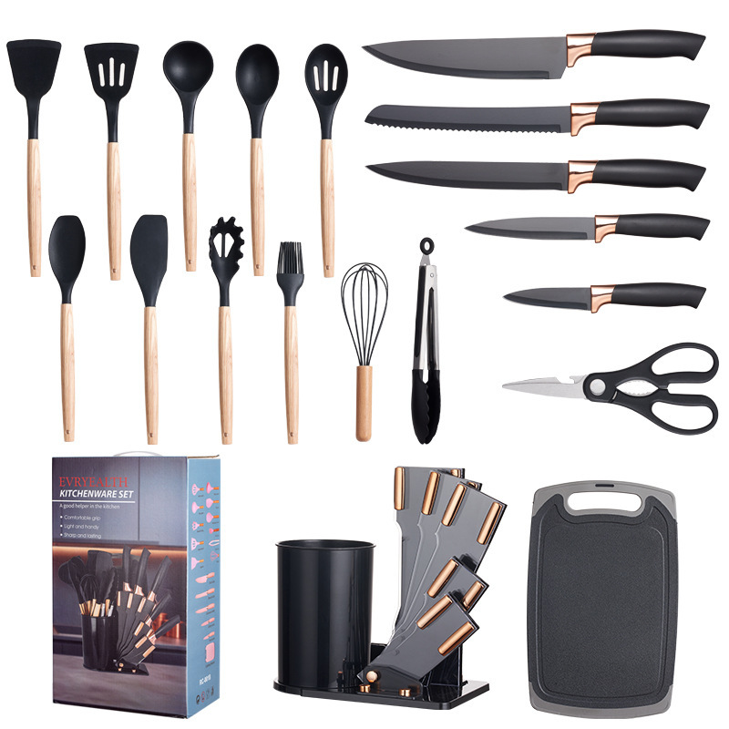stainless steel silicone kitchenware and cutting tools set for home use stainless steel silicone kitchenware and cutting tools set for home use