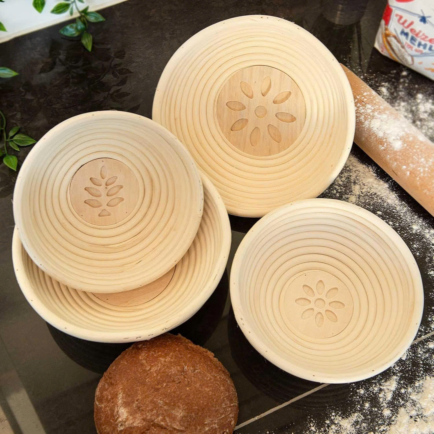 proofing basket sourdough dough baking pastry tools, bread molds, wooden base flower kitchen utensils proofing basket sourdough dough baking pastry tools, bread molds, wooden base flower kitchen utensils